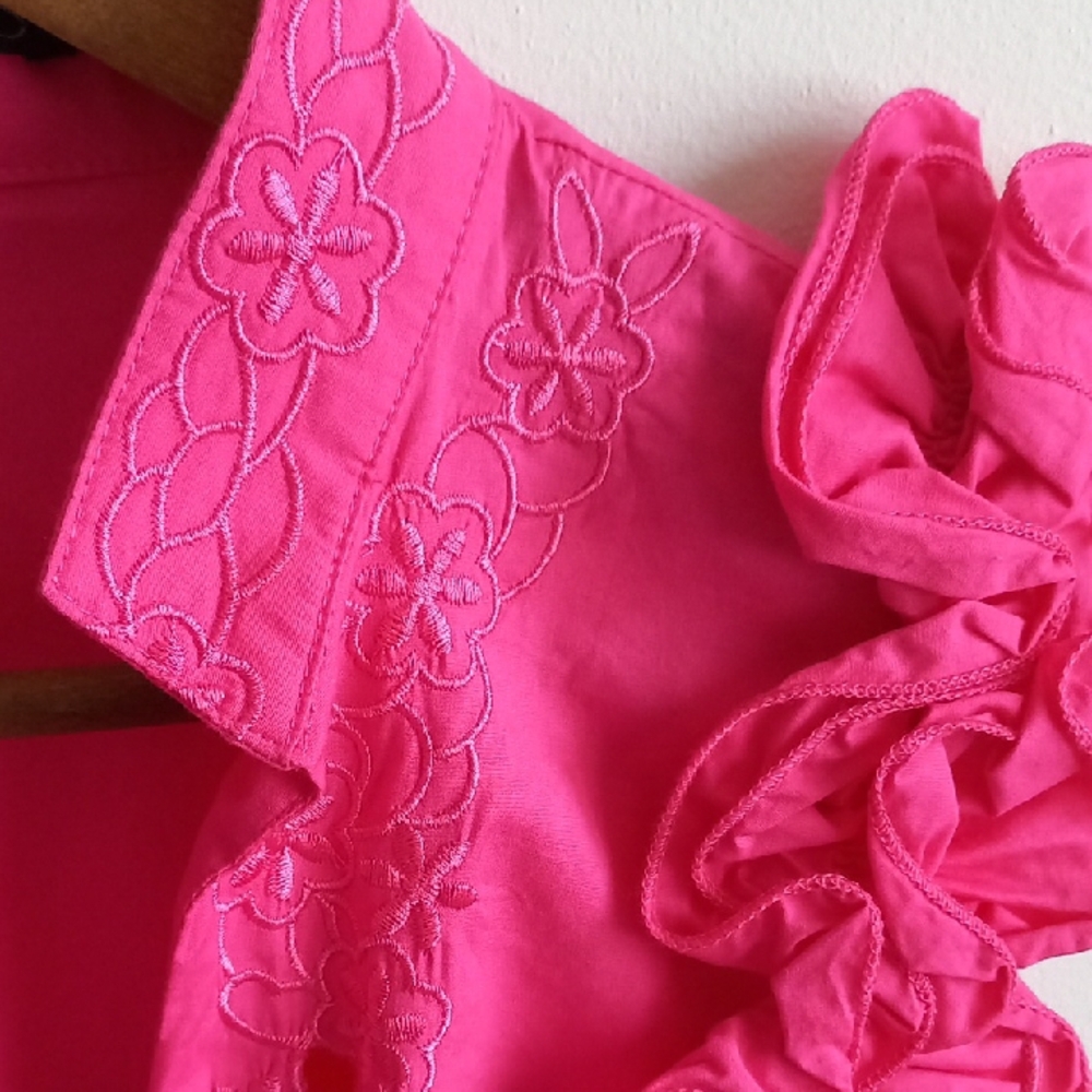Pink Ruffled Smocked Blouse - Picture 2 of 10
